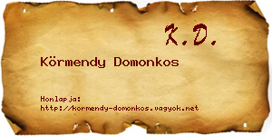 Körmendy Domonkos névjegykártya